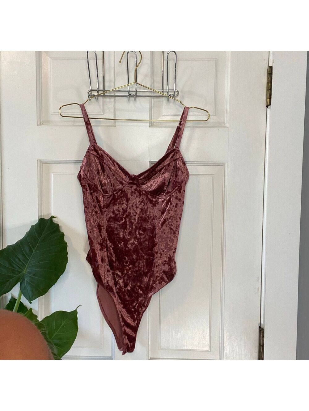 Forever 21 Bodysuit Corset Pink Velvet Coquette Y2k